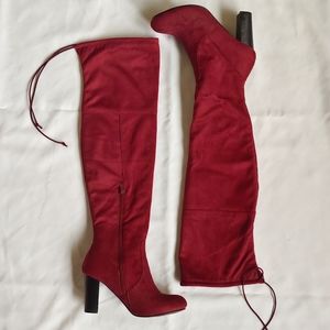 Wine red over the knee boots